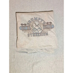 Walt Disney World Blanket Grumpy’s Gymnasium Grey Throw Fleece Thick Vintage